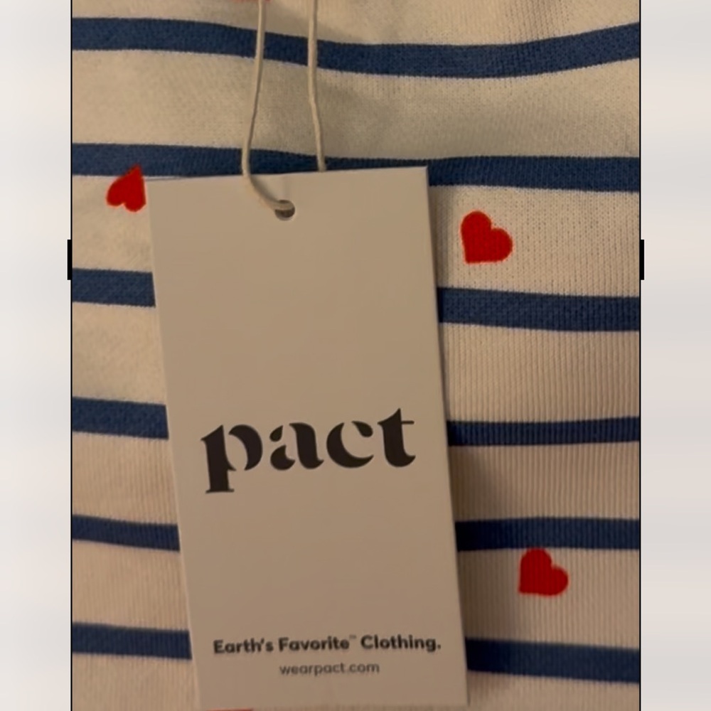 Pact Blue and White Relaxed Long Sleeve 💯 cotton fleece Top - Picture 5 of 5